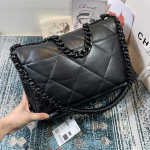 Chanel 19 Maxi Handbag Lambskin Gold AS1162 Black - Default Title - View 3