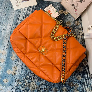 Chanel 19 Maxi Handbag Lambskin Gold AS1162 Orange - Default Title - View 6
