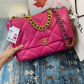 Chanel 19 Maxi Handbag Lambskin Gold AS1162 Plum - Default Title - View 1