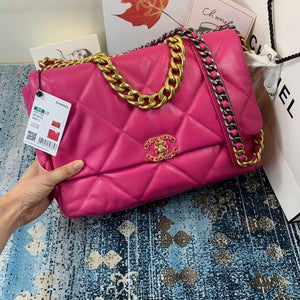 Chanel 19 Maxi Handbag Lambskin Gold AS1162 Plum - Default Title - View 1