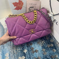 Chanel 19 Maxi Handbag Lambskin Gold AS1162 Purple - Default Title - View 1