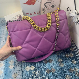Chanel 19 Maxi Handbag Lambskin Gold AS1162 Purple - Default Title - View 3