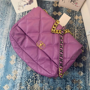 Chanel 19 Maxi Handbag Lambskin Gold AS1162 Purple - Default Title - View 4
