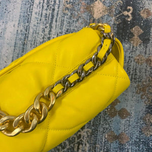Chanel 19 Maxi Handbag Lambskin Gold AS1162 Yellow - Default Title - View 6