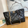 Chanel 19 Shopping Bag Shiny Lambskin AS3660 Gold-Tone  Silver-Tone & Ruthenium-Finish Metal Black - Default Title - View 1