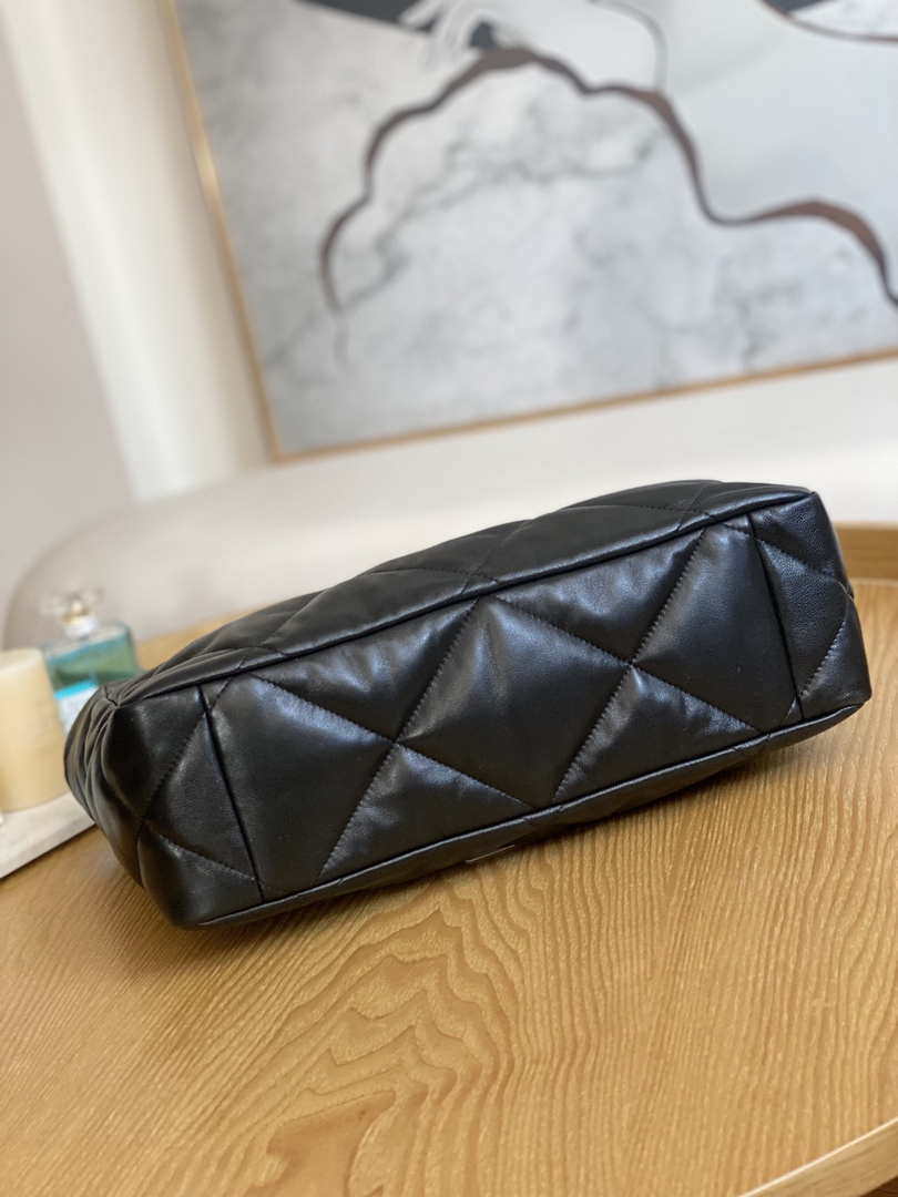 Chanel 19 Shopping Bag Shiny Lambskin AS3660 Gold-Tone  Silver-Tone & Ruthenium-Finish Metal Black