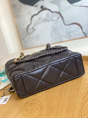 Chanel 19 Shopping Bag Shiny Lambskin AS3660 Gold-Tone  Silver-Tone & Ruthenium-Finish Metal Dark Brown - Default Title - View 6