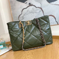 Chanel 19 Shopping Bag Shiny Lambskin AS3660 Gold-Tone  Silver-Tone & Ruthenium-Finish Metal Dark Green - Default Title - View 1