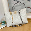Chanel 19 Shopping Bag Shiny Lambskin AS3660 Gold-Tone  Silver-Tone & Ruthenium-Finish Metal Light Gray - Default Title - View 1