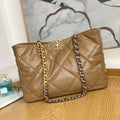 Chanel 19 Shopping Bag Shiny Lambskin AS3660 Gold-Tone  Silver-Tone & Ruthenium-Finish Metal Tan - Default Title - View 1