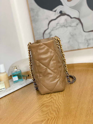 Chanel 19 Shopping Bag Shiny Lambskin AS3660 Gold-Tone  Silver-Tone & Ruthenium-Finish Metal Tan - Default Title - View 4