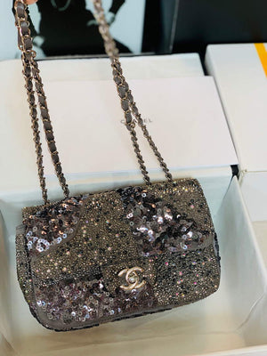 Chanel 2022 CF Flap Rhinestone Limited Edition Bag Sequins Brown - Default Title - View 1