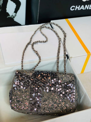 Chanel 2022 CF Flap Rhinestone Limited Edition Bag Sequins Brown - Default Title - View 2