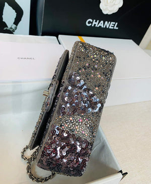 Chanel 2022 CF Flap Rhinestone Limited Edition Bag Sequins Brown - Default Title - View 6