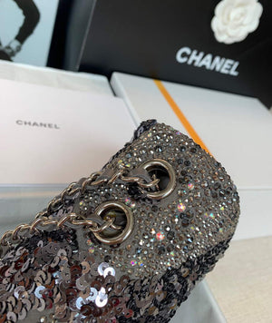 Chanel 2022 CF Flap Rhinestone Limited Edition Bag Sequins Brown - Default Title - View 7