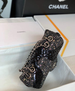 Chanel 2022 CF Flap Rhinestone Limited Edition Bag Sequins Black - Default Title - View 3