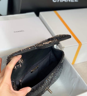 Chanel 2022 CF Flap Rhinestone Limited Edition Bag Sequins Black - Default Title - View 9