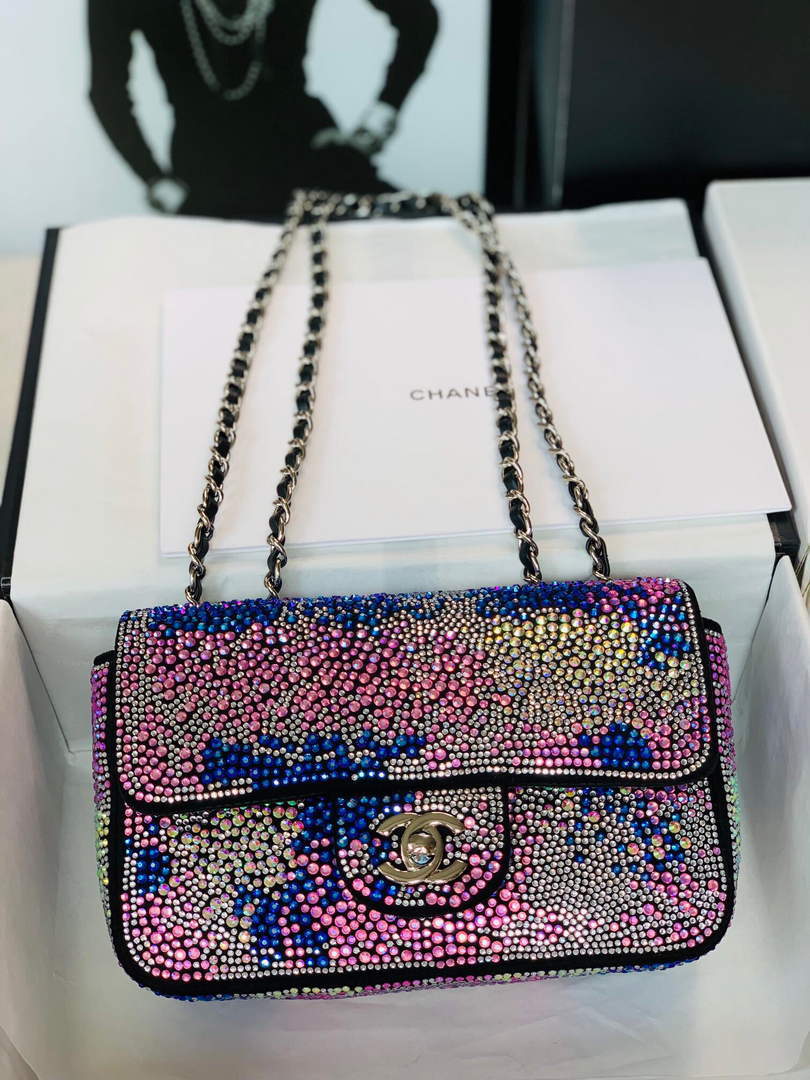 Chanel 2022 CF Flap Rhinestone Limited Edition Bag Sequins Red and Blue - Default Title - View 1