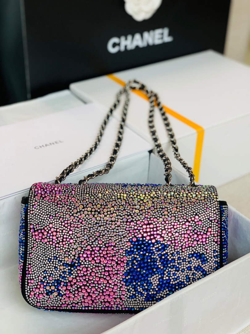 Chanel 2022 CF Flap Rhinestone Limited Edition Bag Sequins Red and Blue - Default Title - View 2