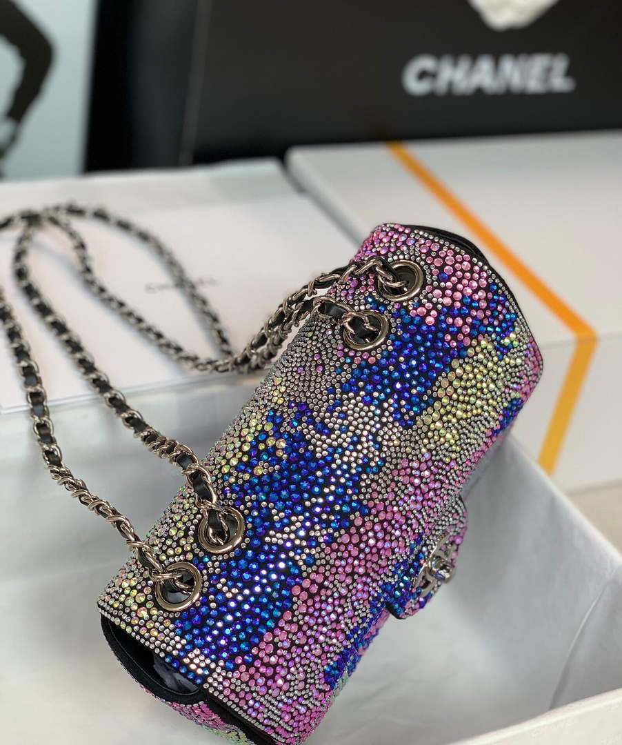 Chanel 2022 CF Flap Rhinestone Limited Edition Bag Sequins Red and Blue - Default Title - View 3