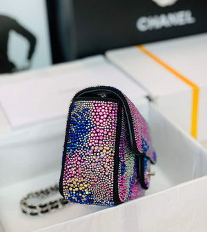 Chanel 2022 CF Flap Rhinestone Limited Edition Bag Sequins Red and Blue - Default Title - View 4