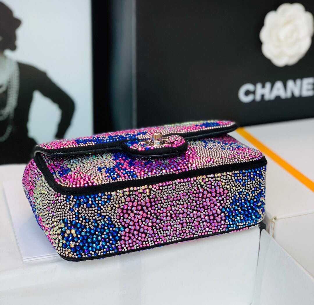 Chanel 2022 CF Flap Rhinestone Limited Edition Bag Sequins Red and Blue - Default Title - View 5