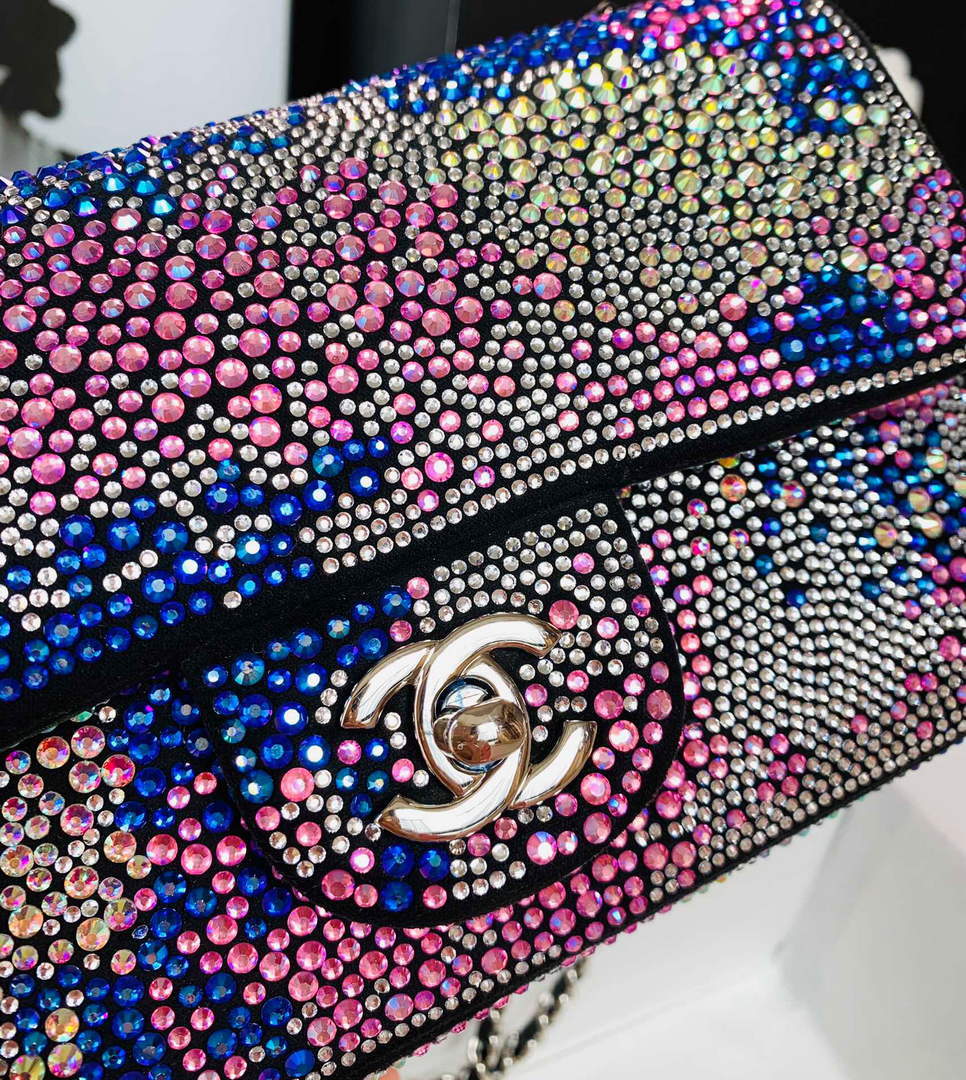 Chanel 2022 CF Flap Rhinestone Limited Edition Bag Sequins Red and Blue - Default Title - View 7