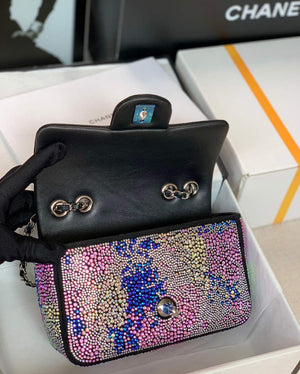 Chanel 2022 CF Flap Rhinestone Limited Edition Bag Sequins Red and Blue - Default Title - View 8