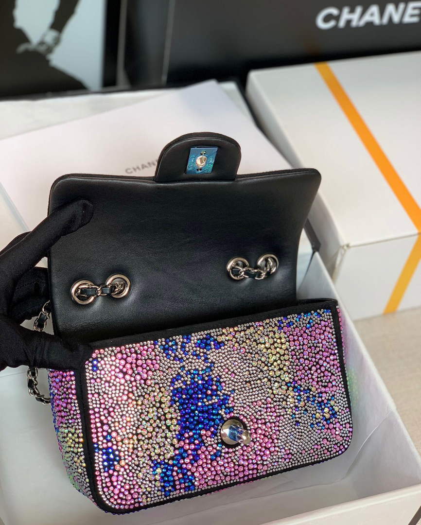 Chanel 2022 CF Flap Rhinestone Limited Edition Bag Sequins Red and Blue - Default Title - View 8