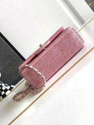 Chanel 20cm Flap Handbag Rhinestones 23S CF Limited Edition Pink - Default Title - View 4