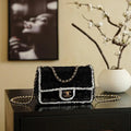 Chanel 20CM Mini Flap Bag 24S Black Sequin As6171