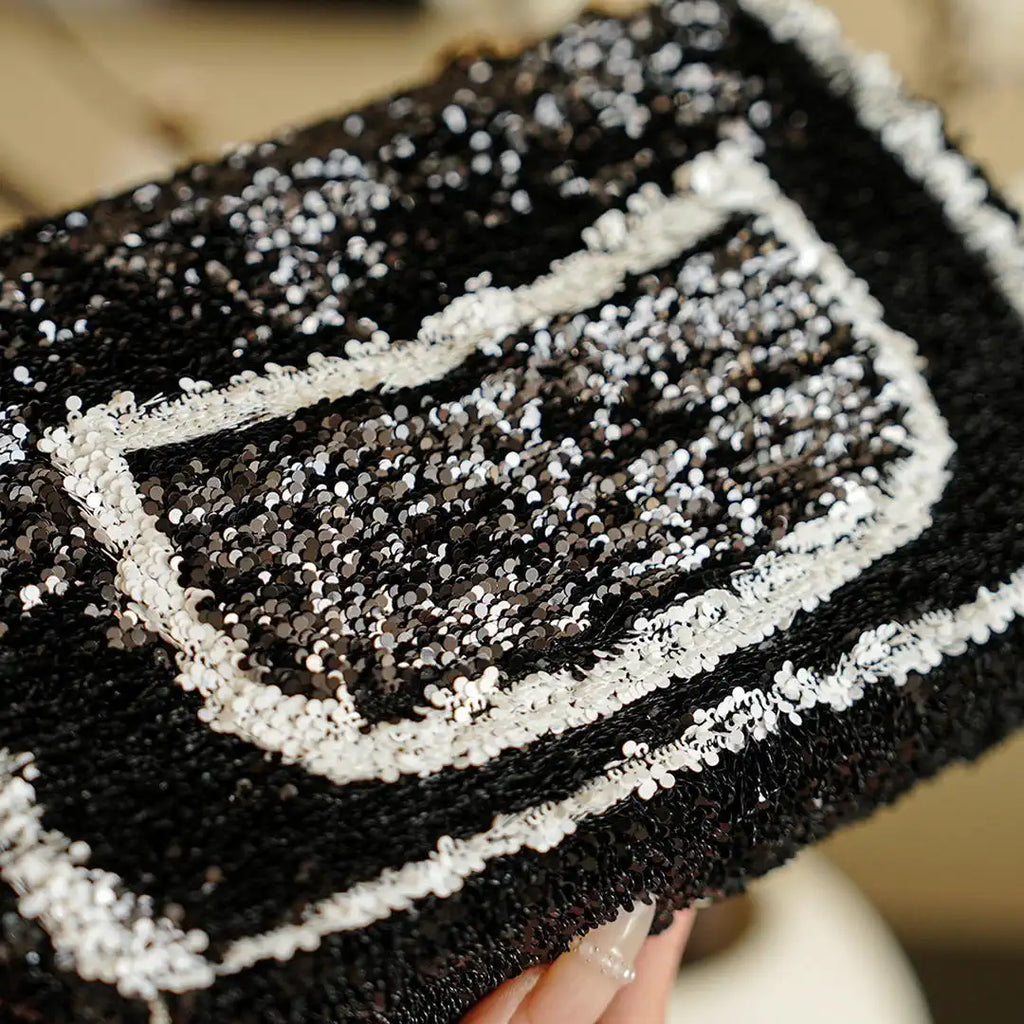 Chanel 20CM Mini Flap Bag 24S Black Sequin As6171