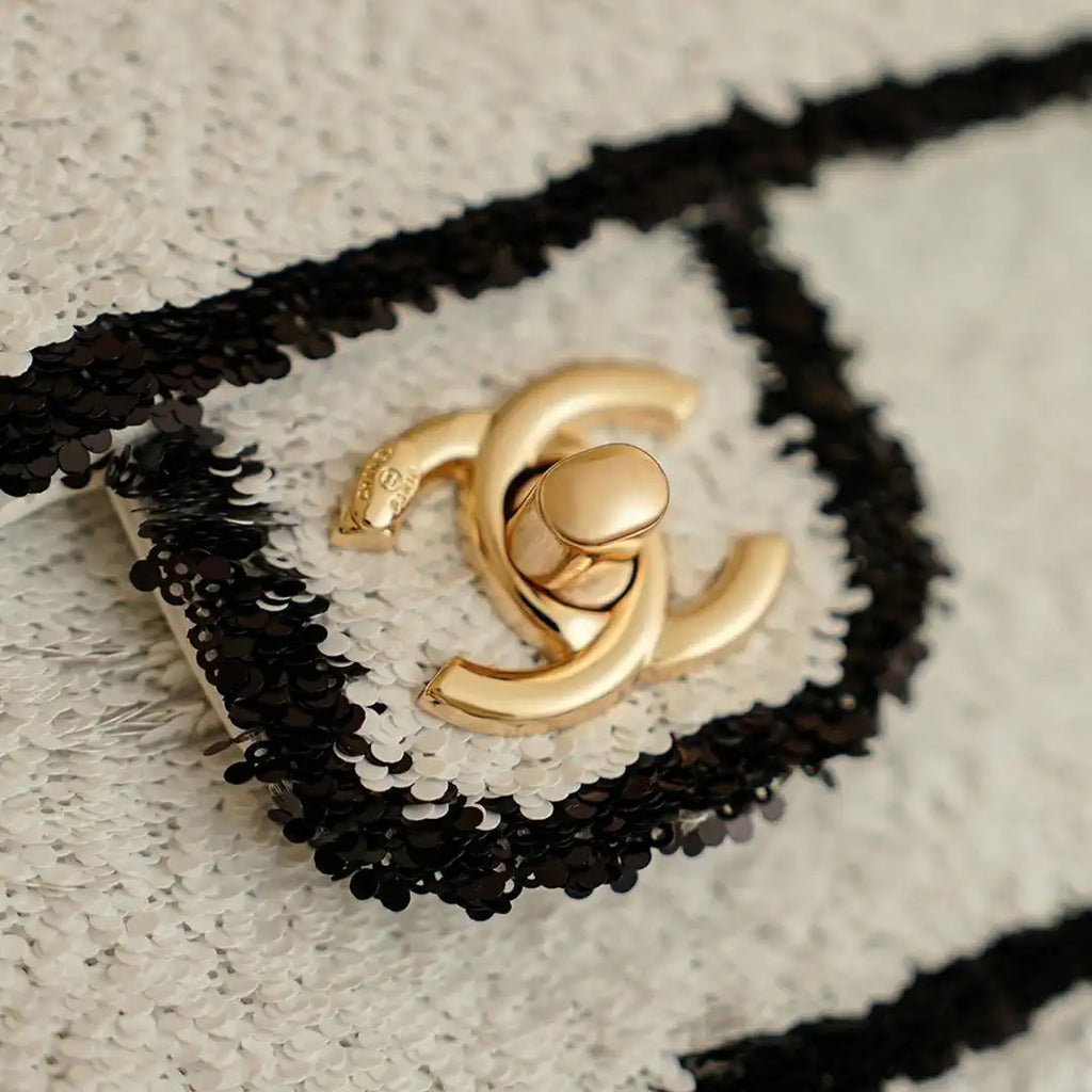 Chanel 20CM Mini Flap Bag 24S White Sequin As6171