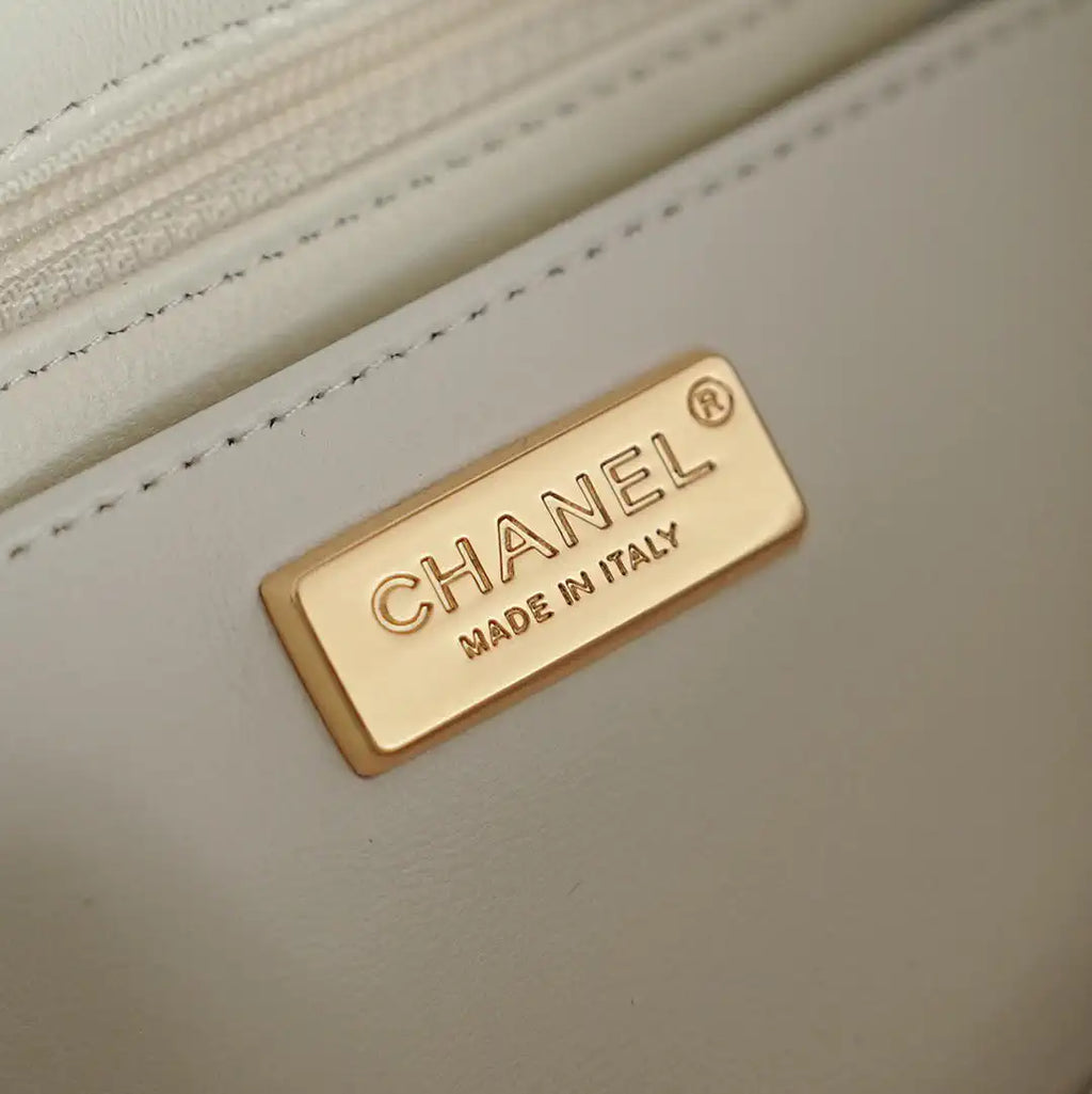 Chanel 20CM Mini Flap Bag 24S White Sequin As6171