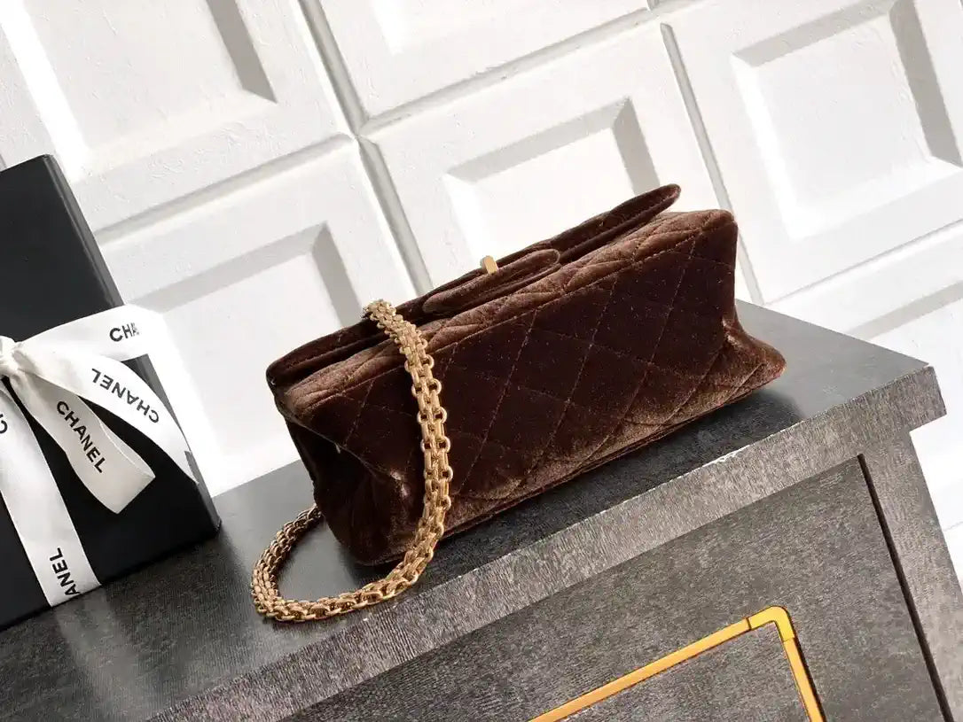 Chanel 20CM Mini Flap Bag 25A Velvet Brown AS1116