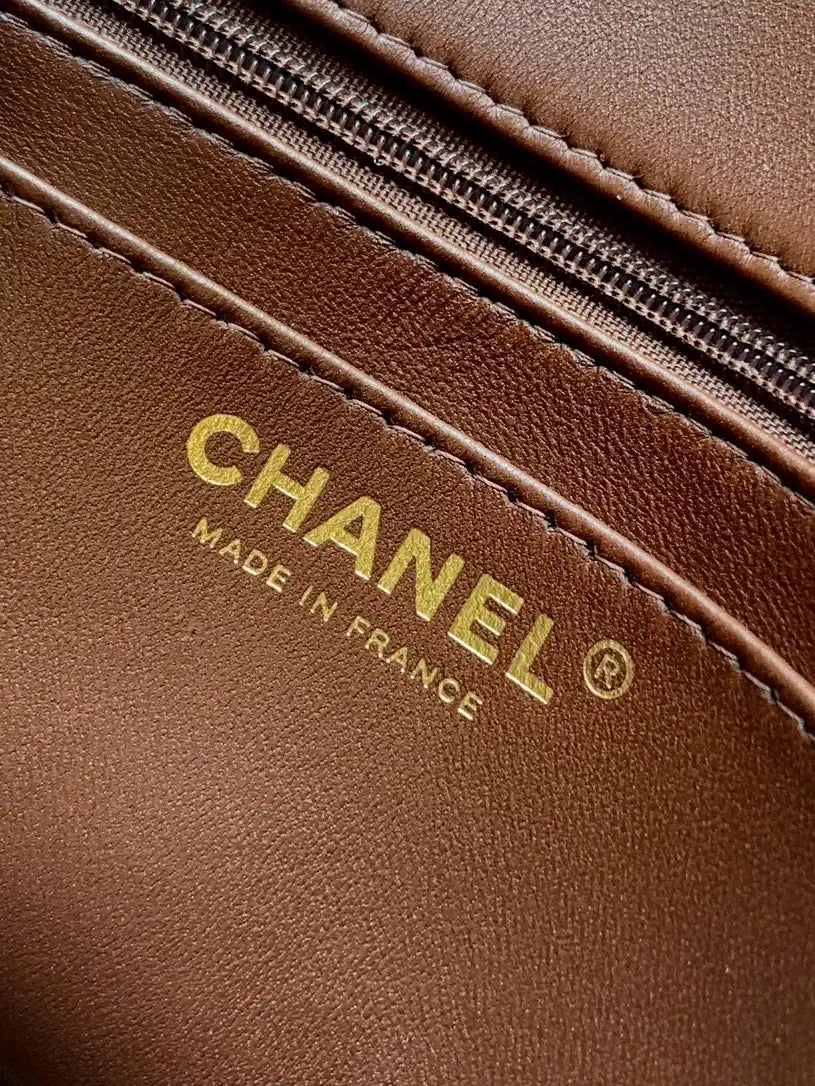 Chanel 20CM Mini Flap Bag 25A Velvet Brown AS1116