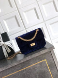 Chanel 20CM Mini Flap Bag 25A Velvet Navy Blue AS1116