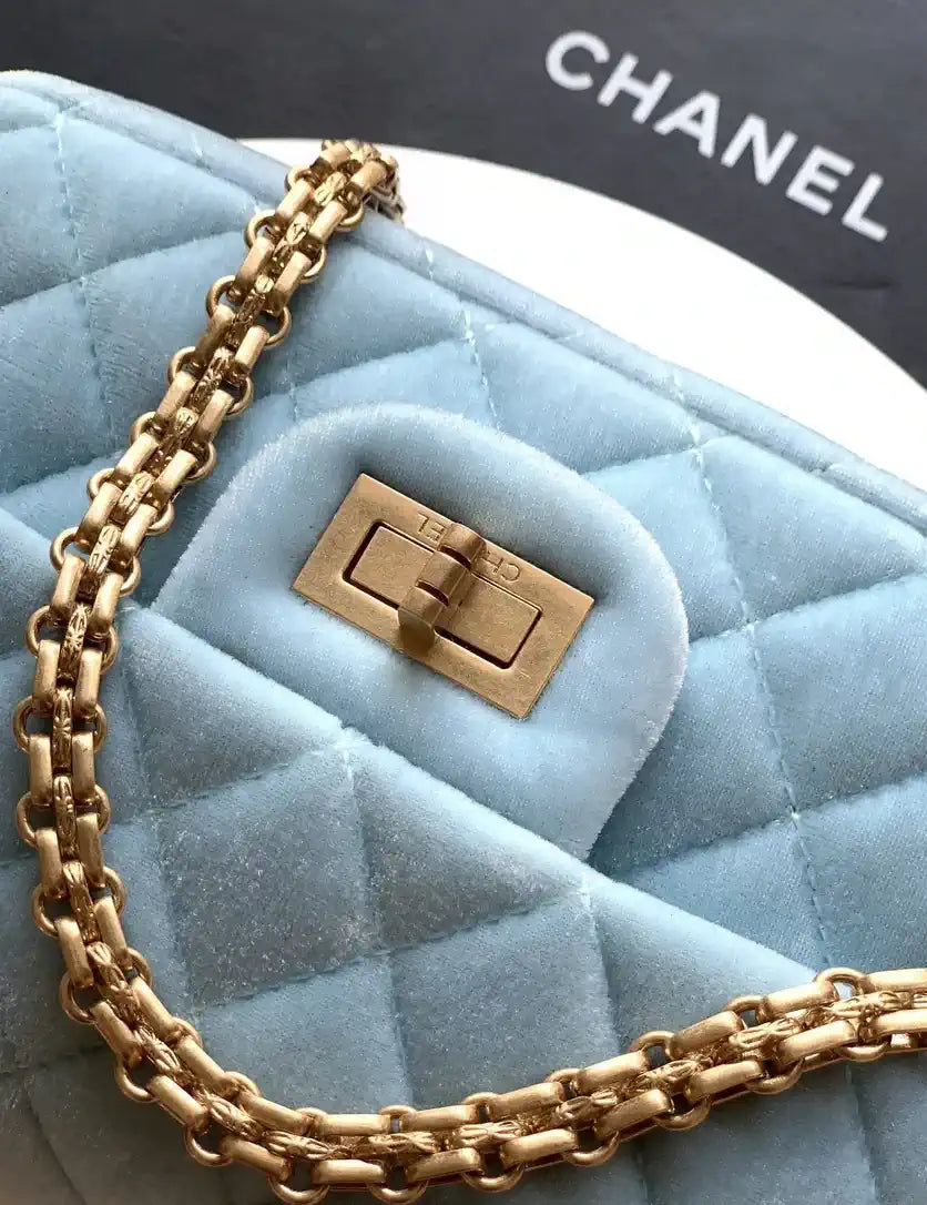Chanel 20CM Mini Flap Bag 25A Velvet Blue AS1116