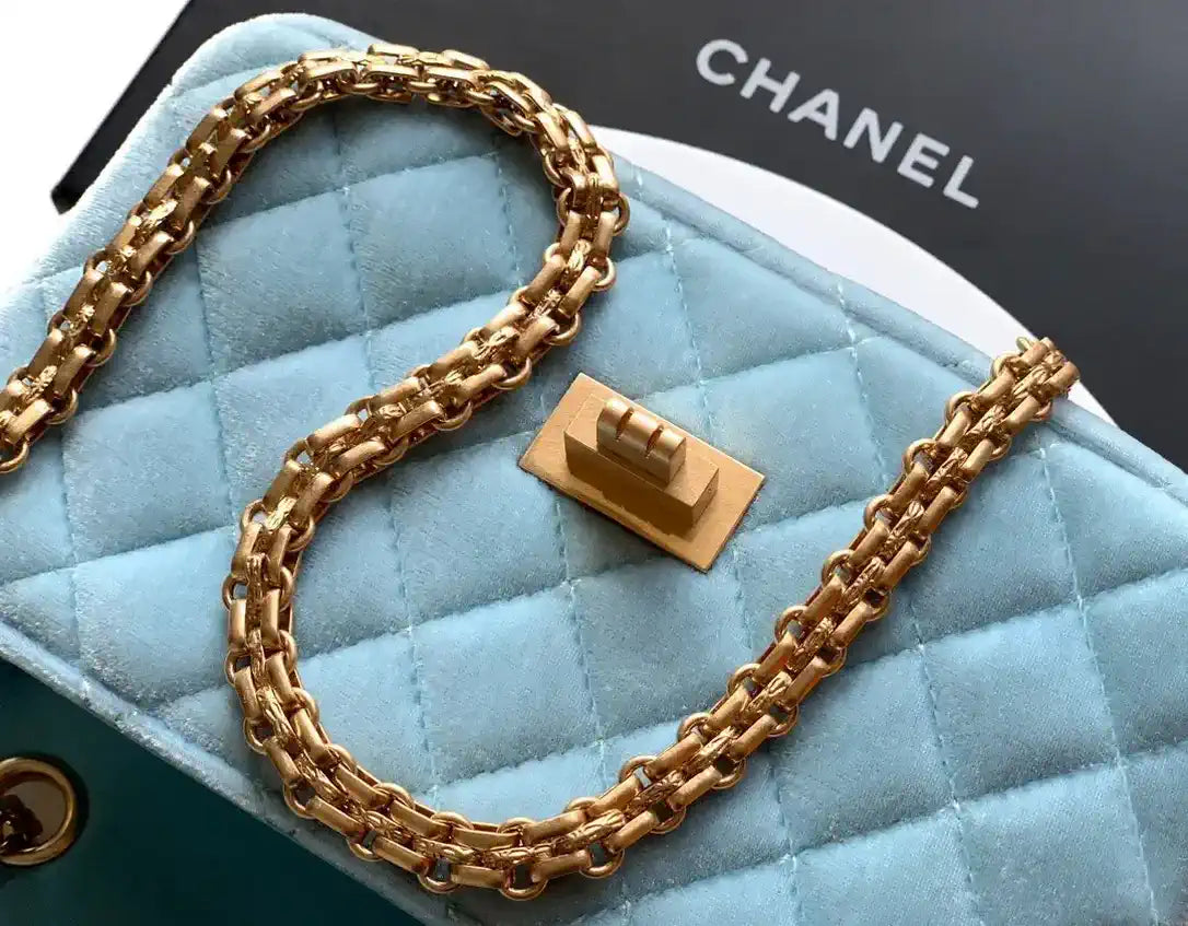 Chanel 20CM Mini Flap Bag 25A Velvet Blue AS1116
