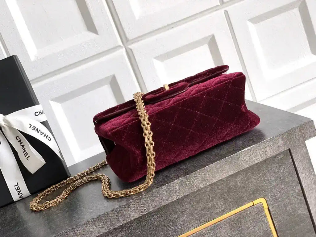 Chanel 20CM Mini Flap Bag 25A Velvet Dark Red AS1116