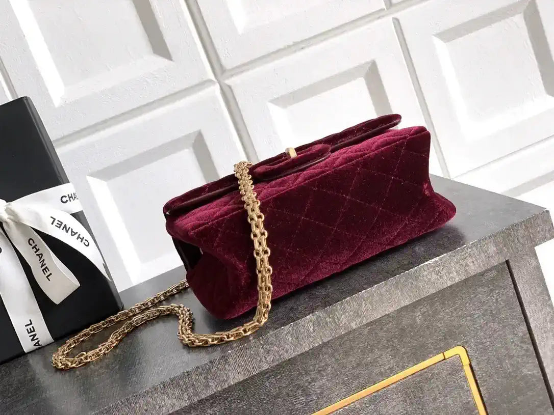 Chanel 20CM Mini Flap Bag 25A Velvet Dark Red AS1116