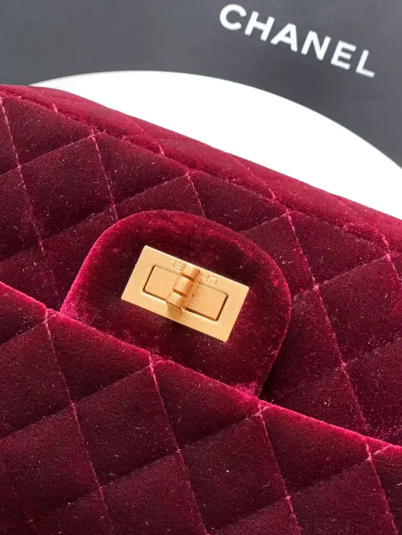 Chanel 20CM Mini Flap Bag 25A Velvet Dark Red AS1116
