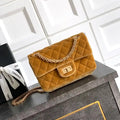Chanel 20CM Mini Flap Bag 25A Velvet Yellow AS1116