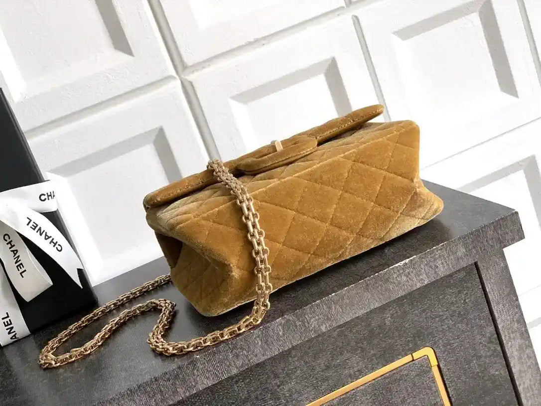 Chanel 20CM Mini Flap Bag 25A Velvet Yellow AS1116
