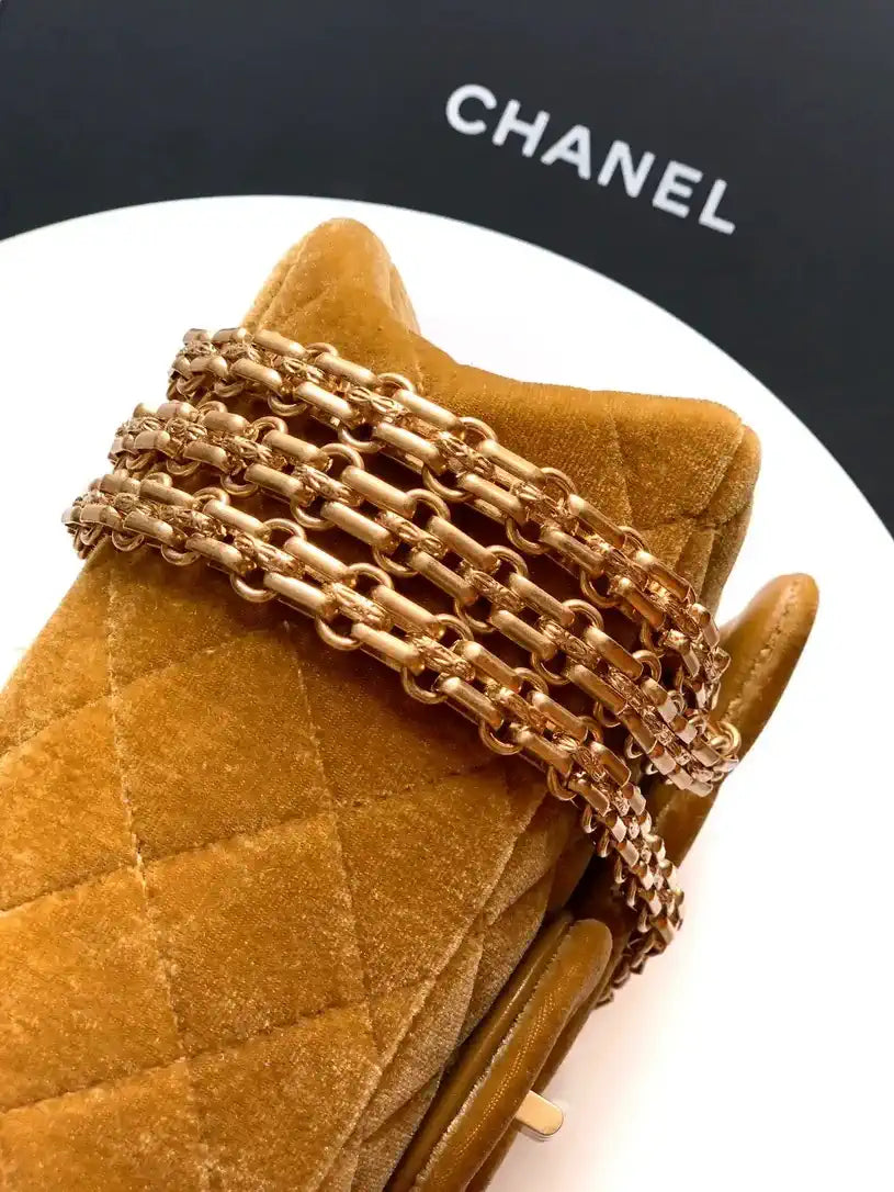 Chanel 20CM Mini Flap Bag 25A Velvet Yellow AS1116