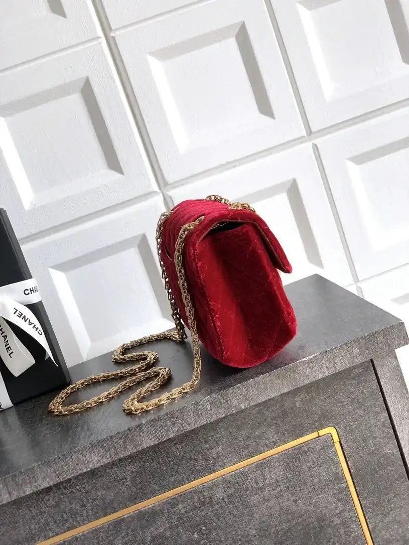Chanel 20CM Mini Flap Bag 25A Velvet Red AS1116