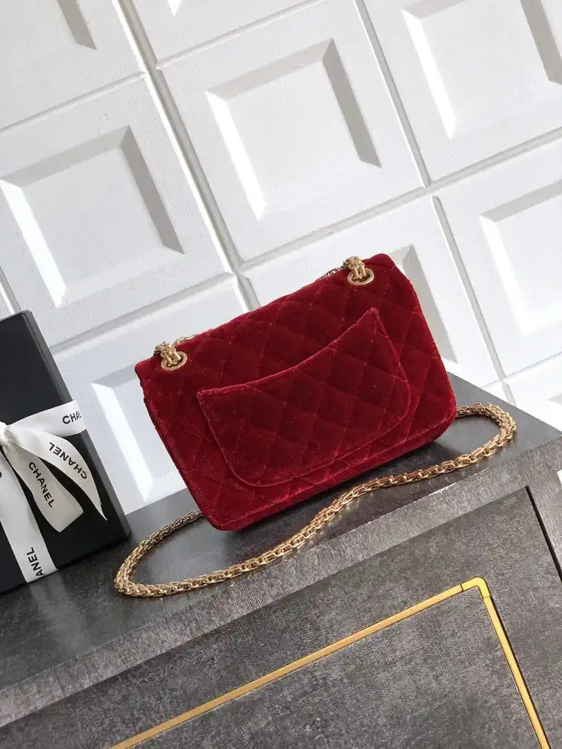 Chanel 20CM Mini Flap Bag 25A Velvet Red AS1116