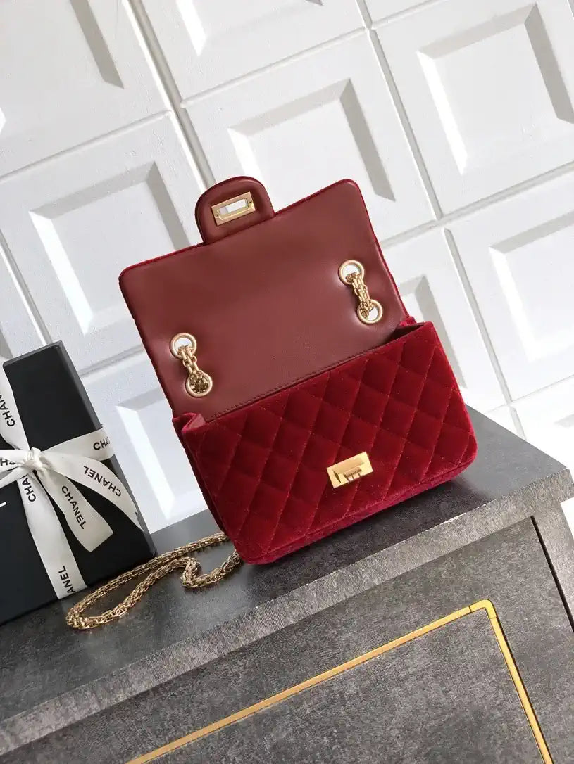 Chanel 20CM Mini Flap Bag 25A Velvet Red AS1116