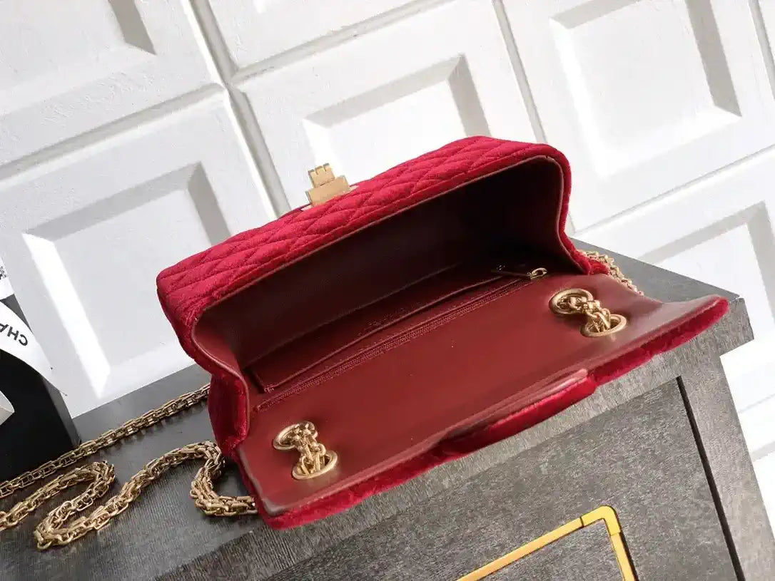 Chanel 20CM Mini Flap Bag 25A Velvet Red AS1116