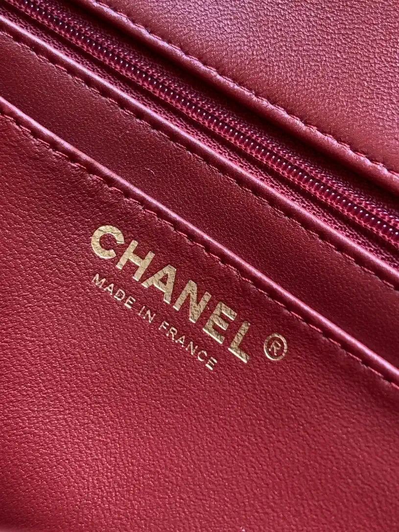 Chanel 20CM Mini Flap Bag 25A Velvet Red AS1116